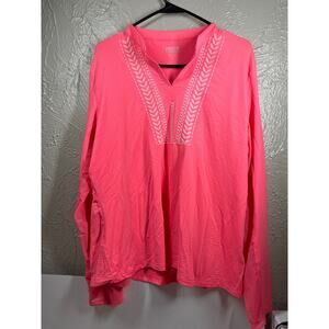 Dover Saddlery CoolBlast® 100 Ladies’ Notch-V Long Sleeve Coral Top Size‎ XL